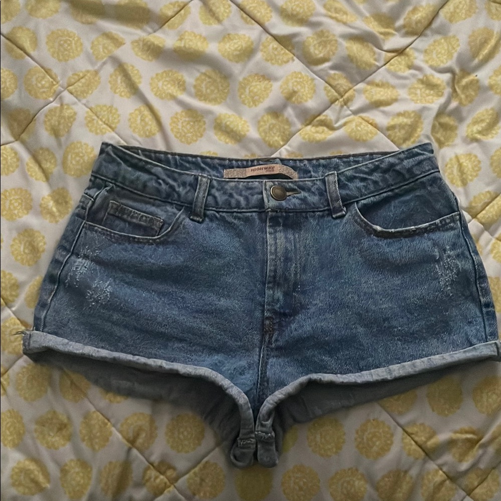 Faded Glory Blue Jean Shorts with Frayed Hem